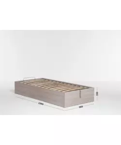 Letto singolo 'bed box' olmo naturale con rete e contenitore, 90x190 cm